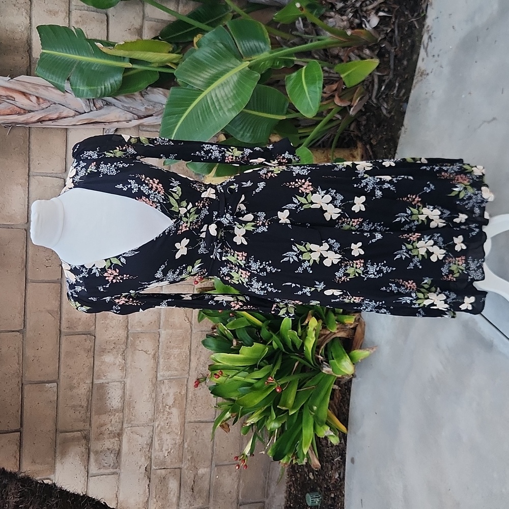 Reformation Black Floral Midi Dress